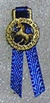 Dollhouse Miniature Trophy, Horse, Badge, Blue Ribbon